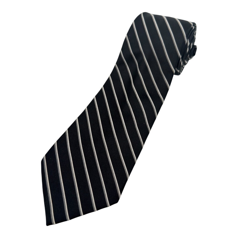 Club Room Tie Black Silver Stripe 3.75 Wide Mens Classic Business Necktie